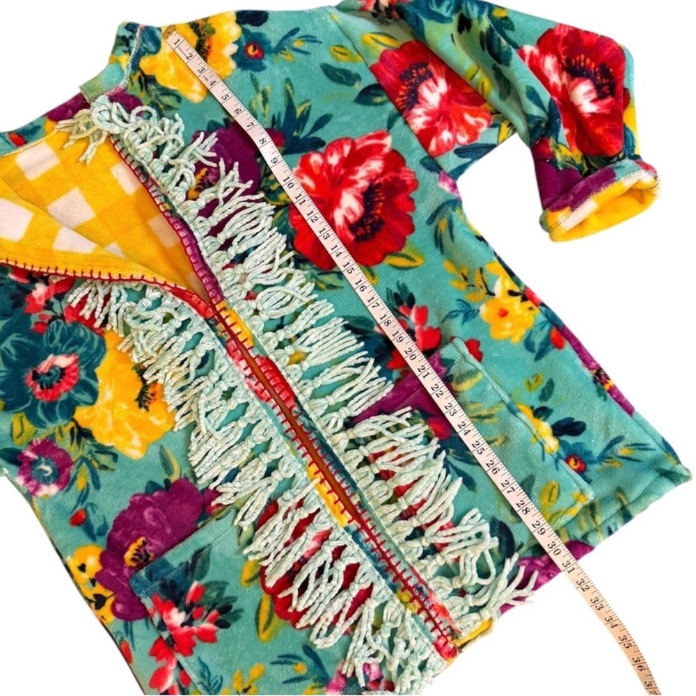 Pioneer Woman Upcycled Blanket Jacket Fringe Western - Picture 11 of 12